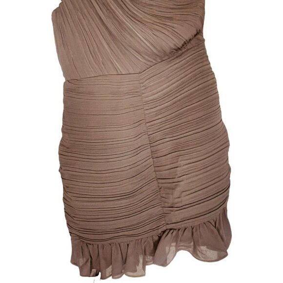 Express | One Puff Shoulder Ruched Ruffle Mini Dress Size M | NWT - Picture 8 of 13